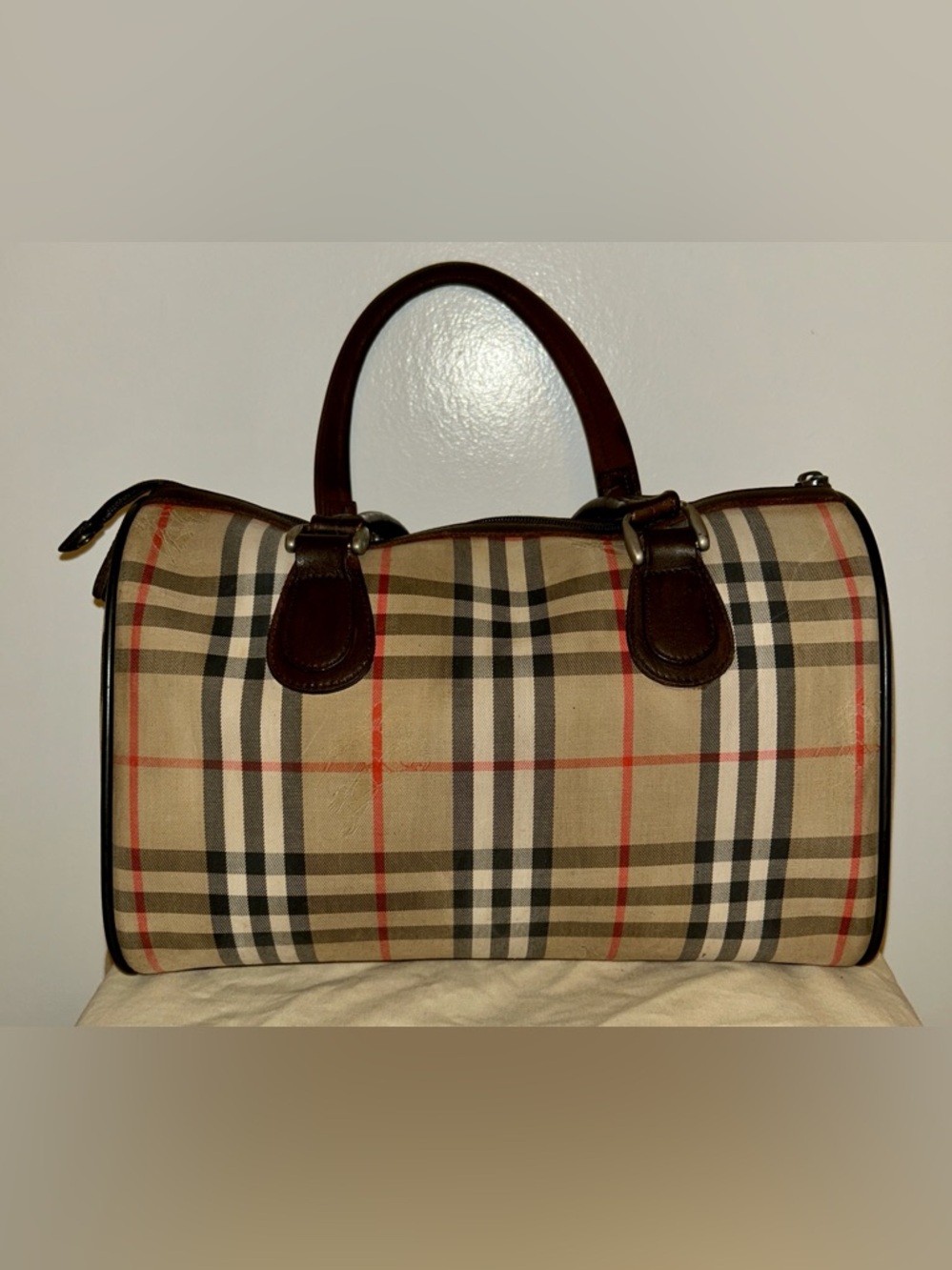 BURBERRYS Nova Check Canvas &
Leather Handbag. With Burberrys Handkerchief. - Picture 5 of 13